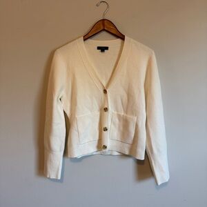 JCrew Crop Cinched Waist Sweater WOMENS S Merino Wool Blend Cardigan Old Money